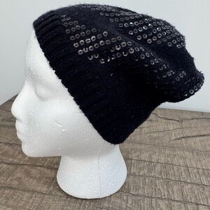 H&M Midnight Black Sequin Hat O/S